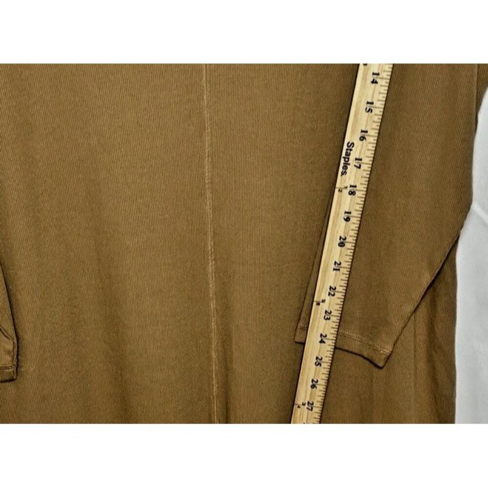 Old Navy Ribbed Knit Midi 3X Dress V Neck Long Sleeve Front Button w/Side Slits - Picture 6 of 11